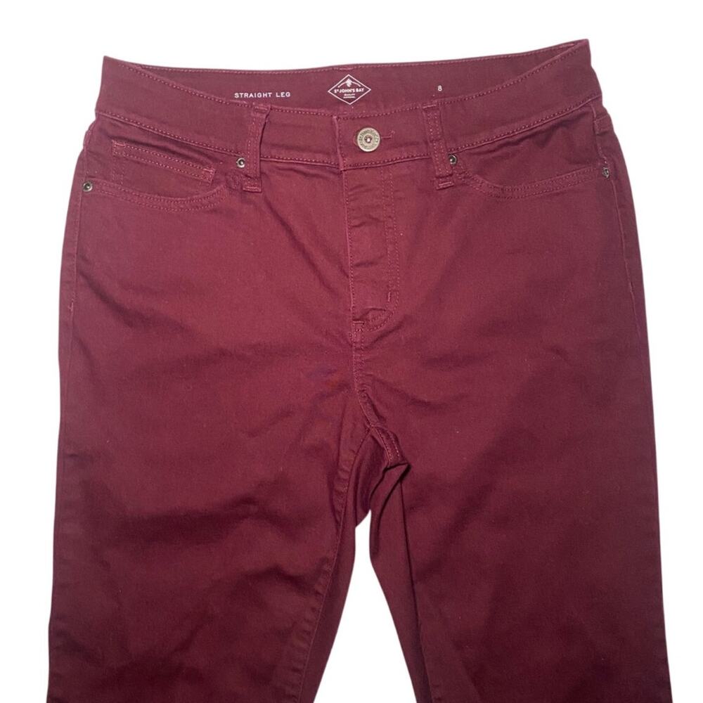 Burgundy Cotton Blend - St. John's Bay Straight Leg Pants - Size 8